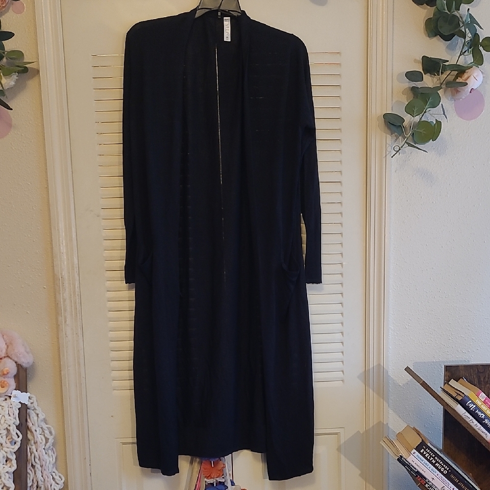 STYLUS Elegant Black Long Duster Open Cardigan With Pockets!